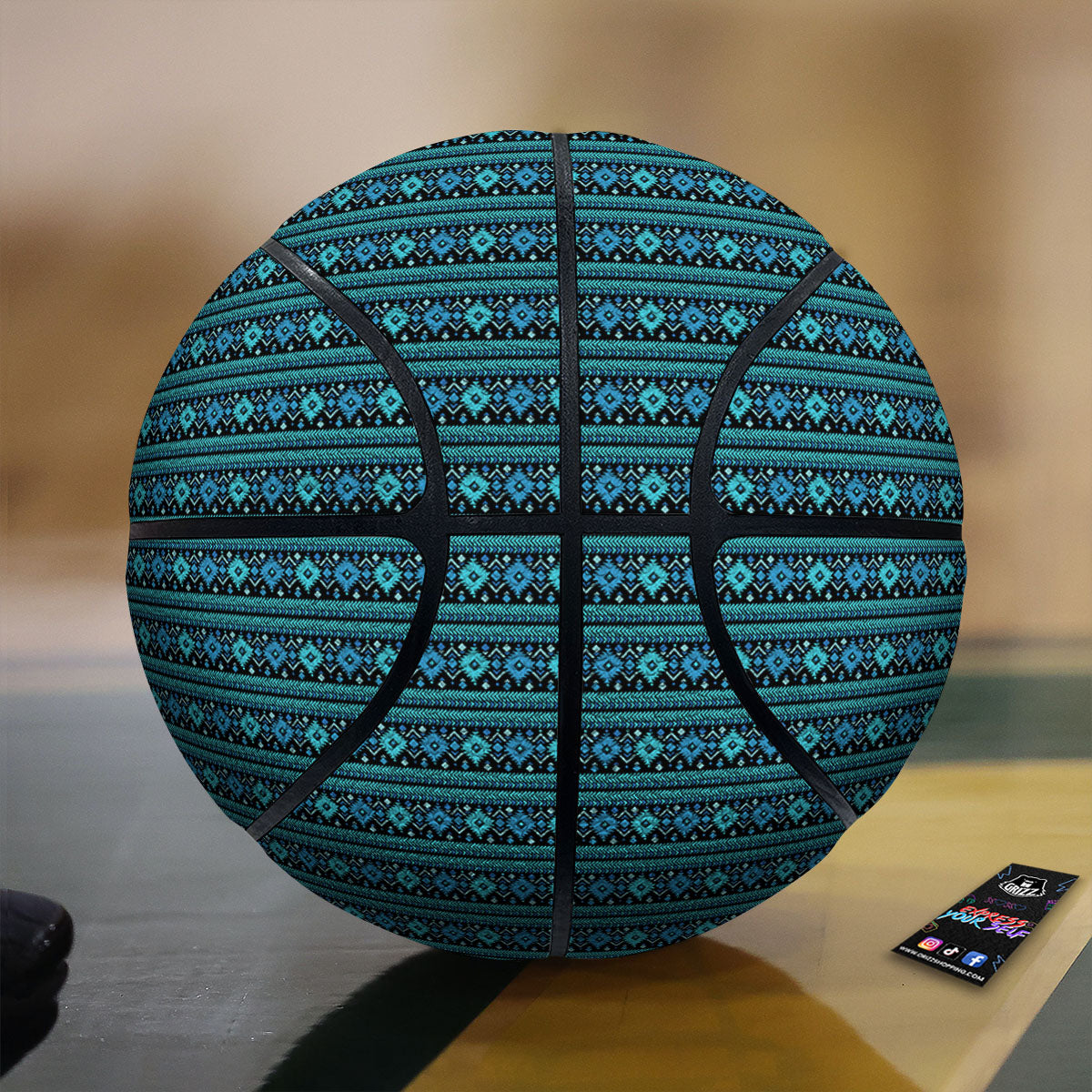 Aztec Tribal Blue Native Print Pattern Basketball