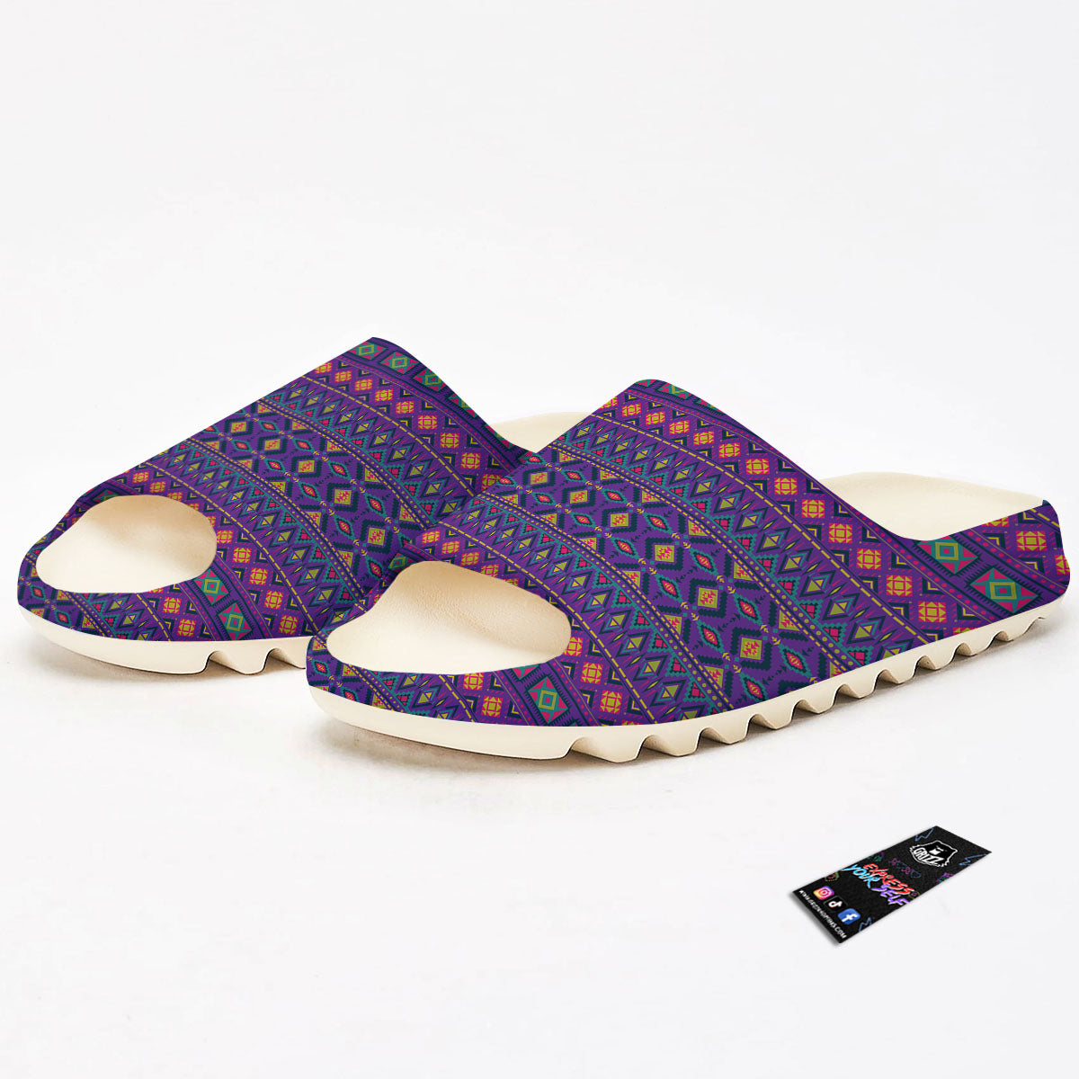 Aztec Trippy Neon Ethnic Print Sandals-grizzshop