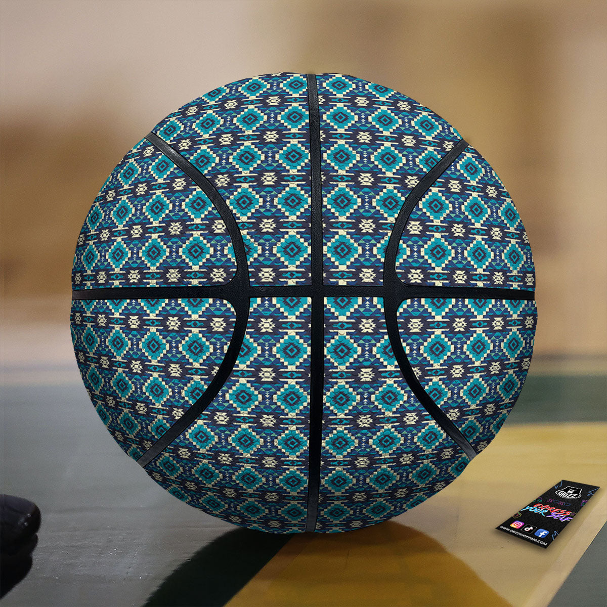 Aztec Turquoise And Blue Print Pattern Basketball