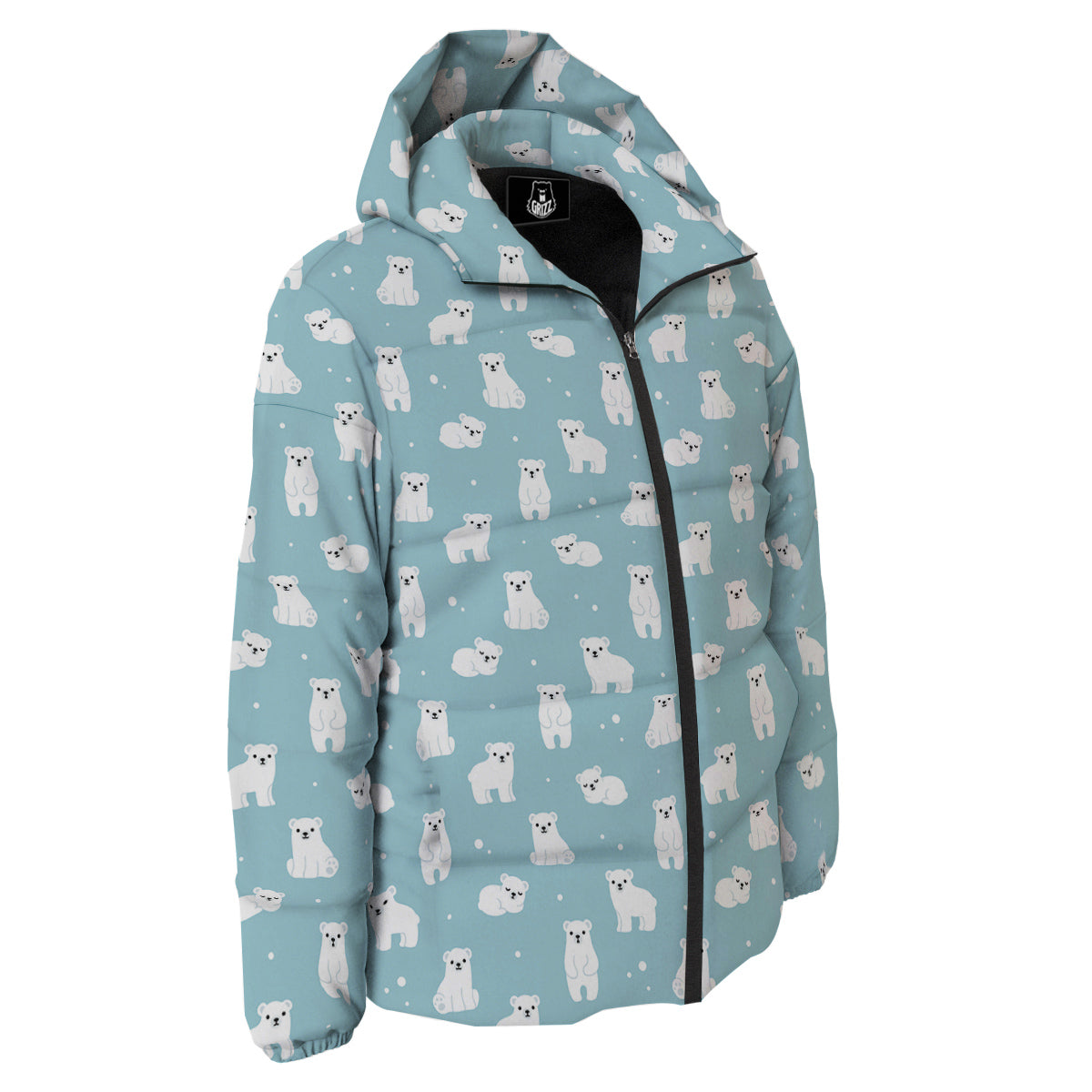 Baby Bear Cartoon Cute Print Pattern Down Jacket-grizzshop