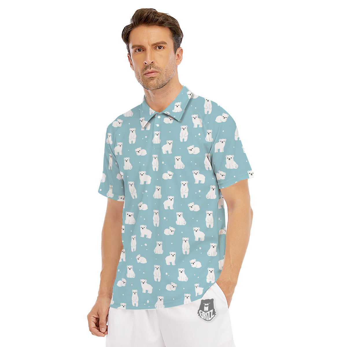 Baby Bear Cartoon Cute Print Pattern Men's Golf Shirts-grizzshop