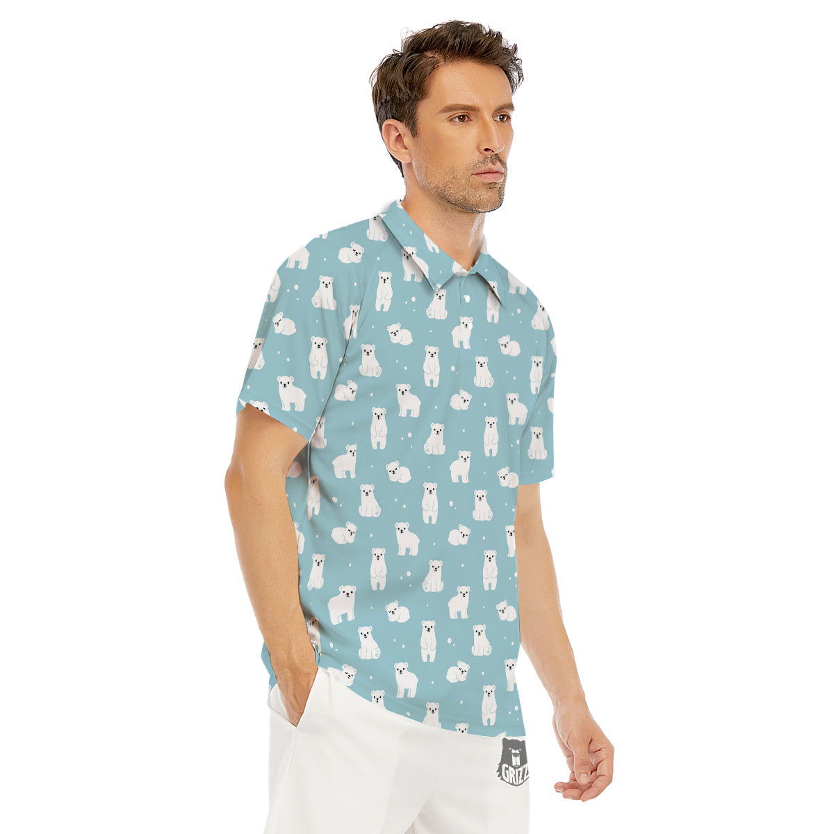 Baby Bear Cartoon Cute Print Pattern Men's Golf Shirts-grizzshop
