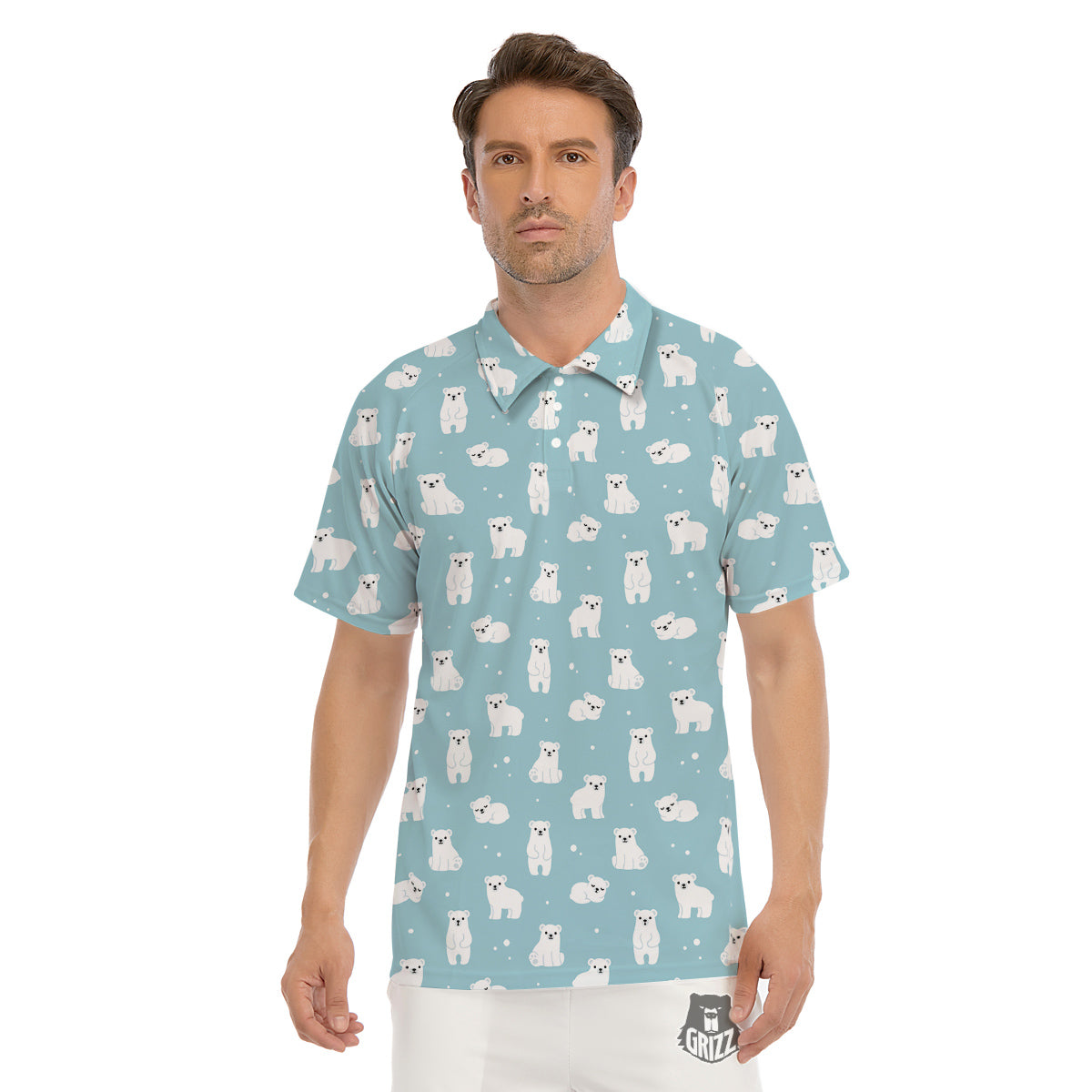 Baby Bear Cartoon Cute Print Pattern Men's Golf Shirts-grizzshop