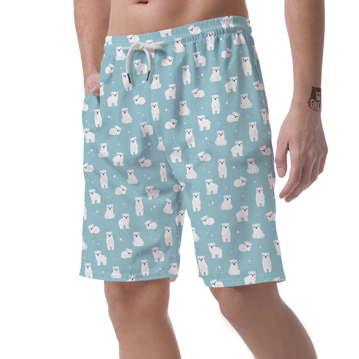 Baby Bear Cartoon Cute Print Pattern Men's Shorts-grizzshop