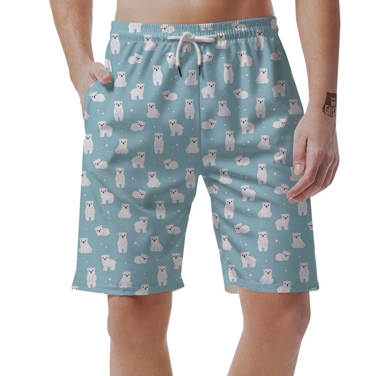 Baby Bear Cartoon Cute Print Pattern Men's Shorts-grizzshop