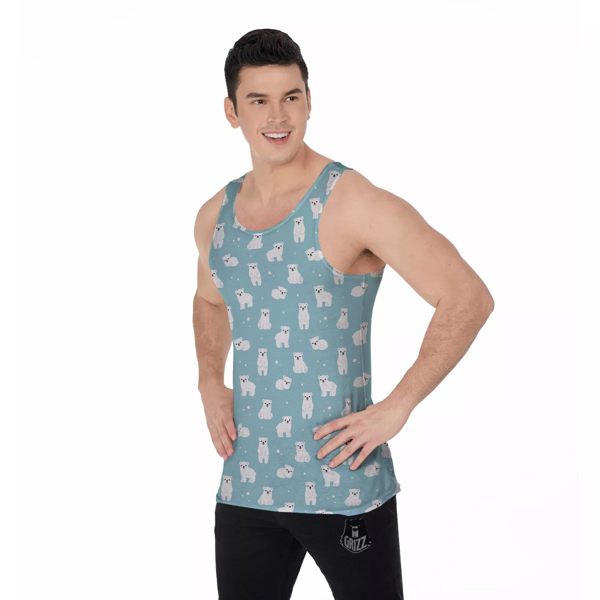 Baby Bear Cartoon Cute Print Pattern Men's Tank Top-grizzshop