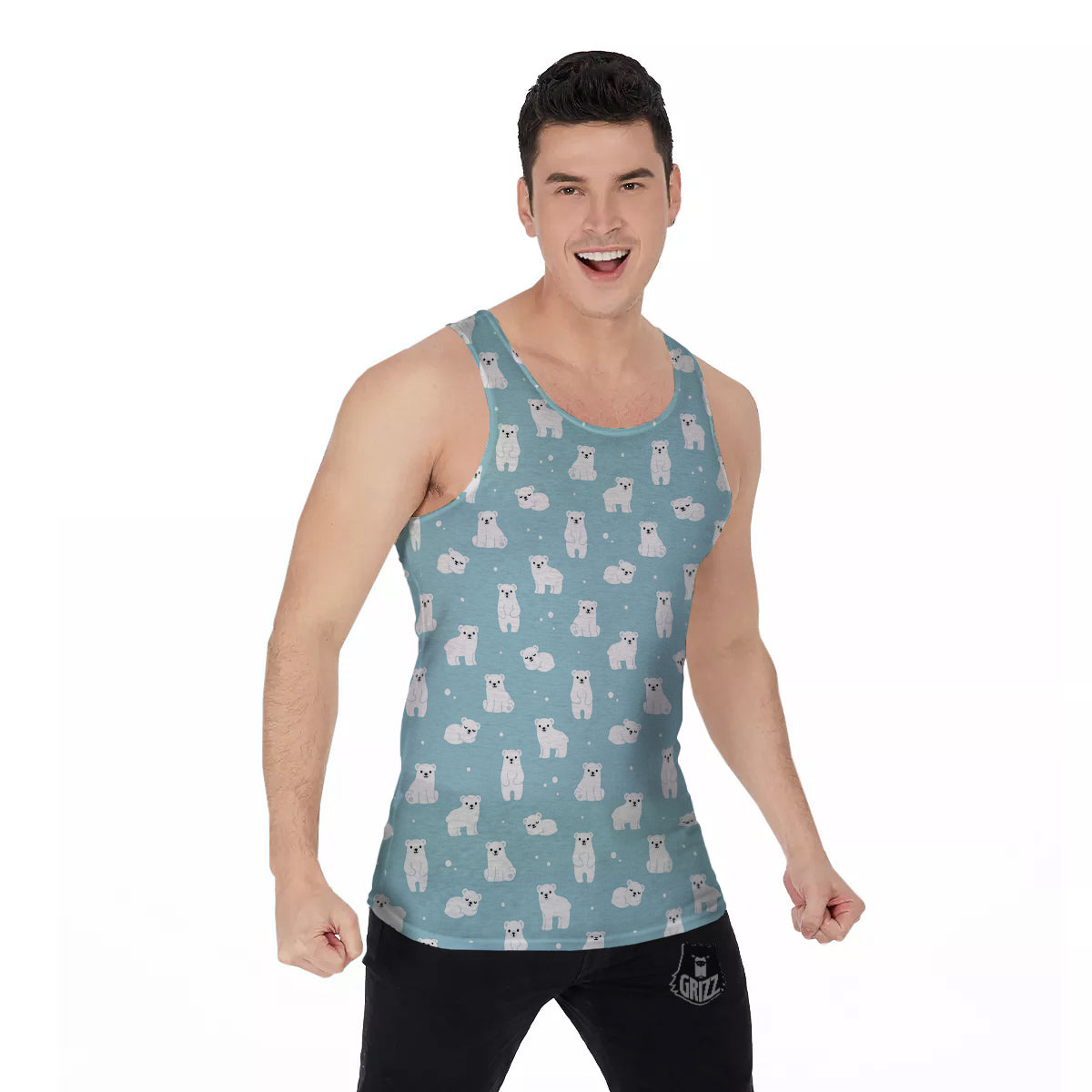 Baby Bear Cartoon Cute Print Pattern Men's Tank Top-grizzshop