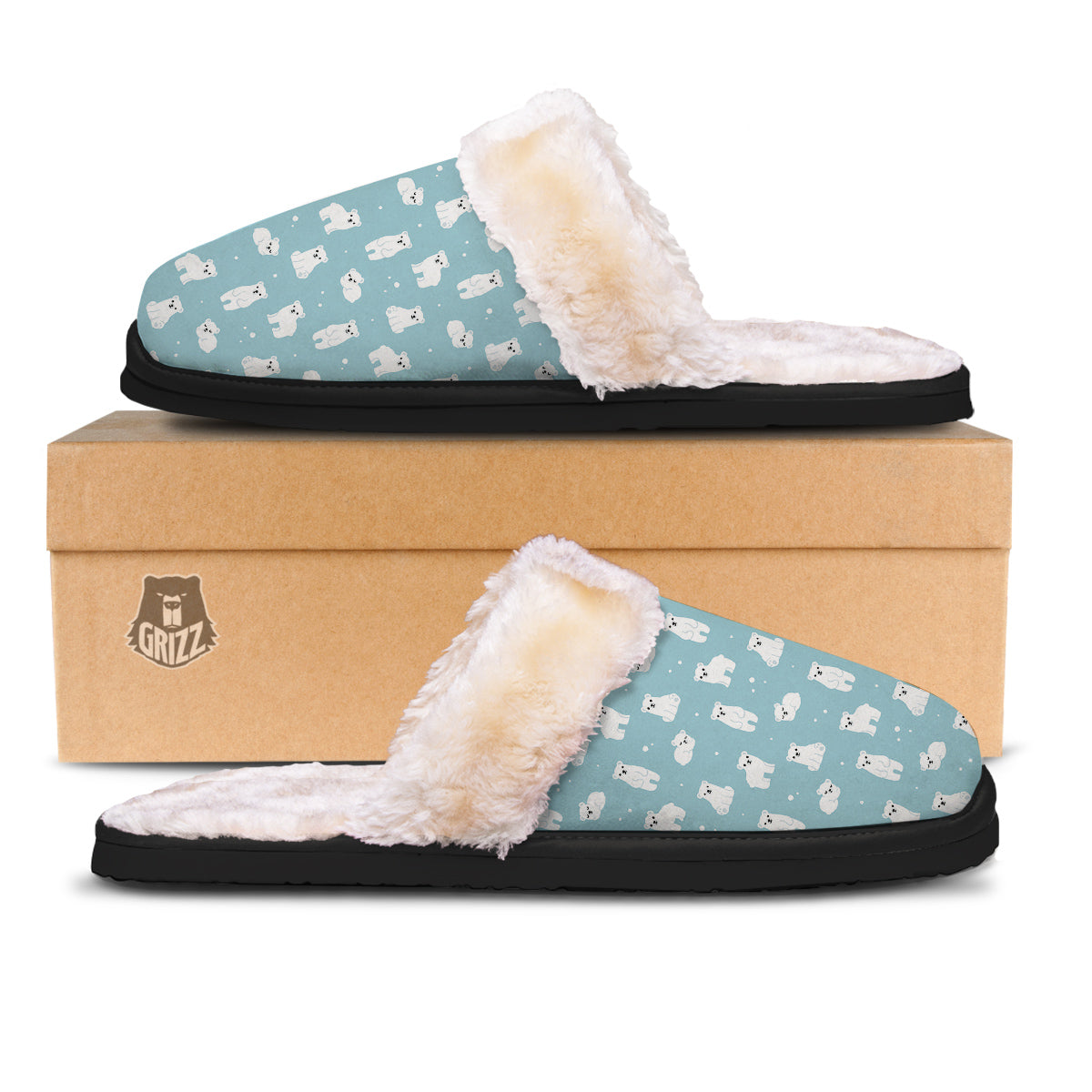 Baby Bear Cartoon Cute Print Pattern Slippers-grizzshop
