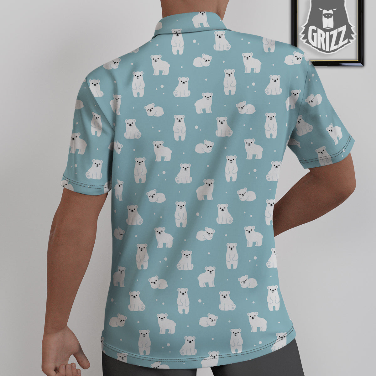 Baby Bear Cartoon Cute Print Pattern Untucked Shirts-grizzshop