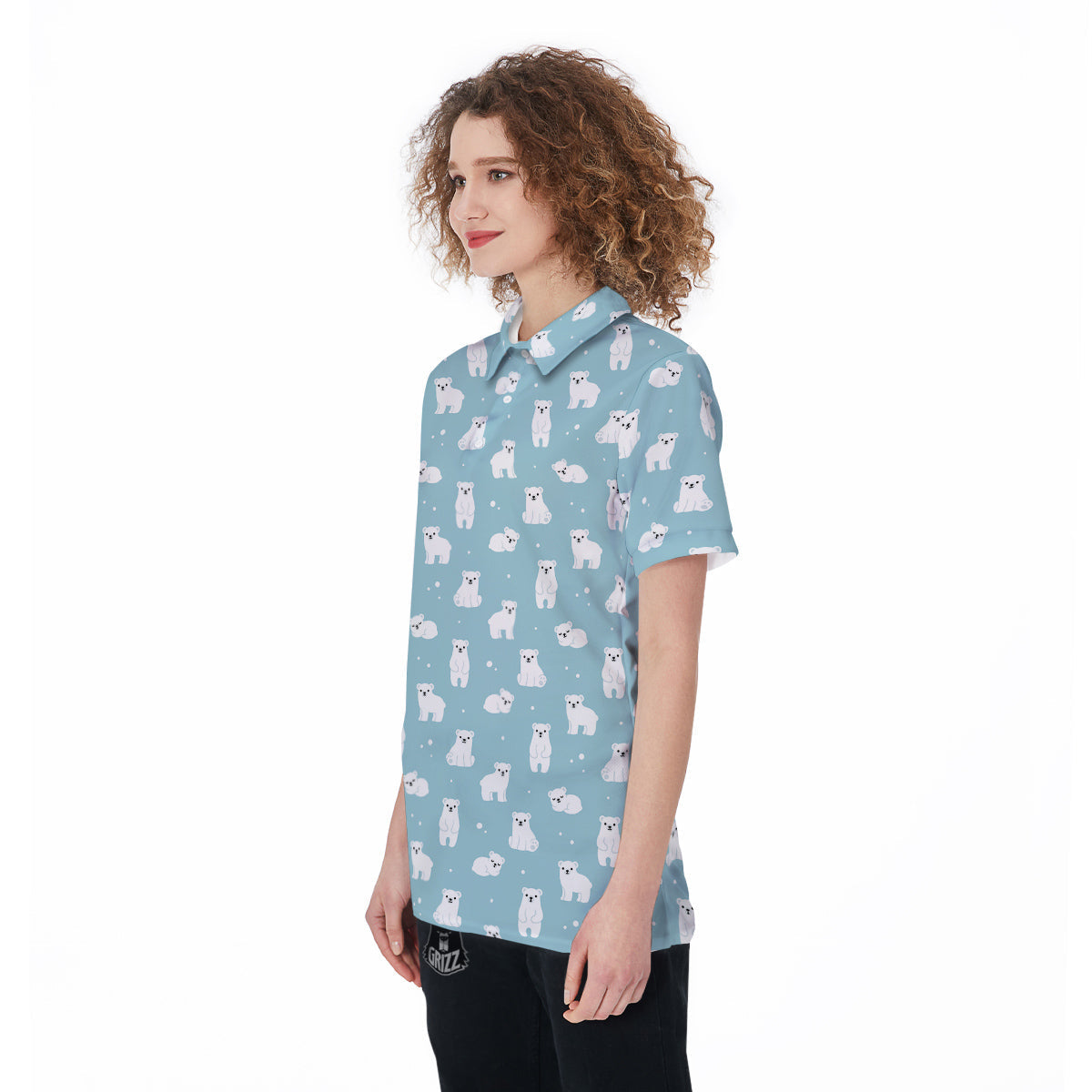 Baby Bear Cartoon Cute Print Pattern Women's Golf Shirts-grizzshop