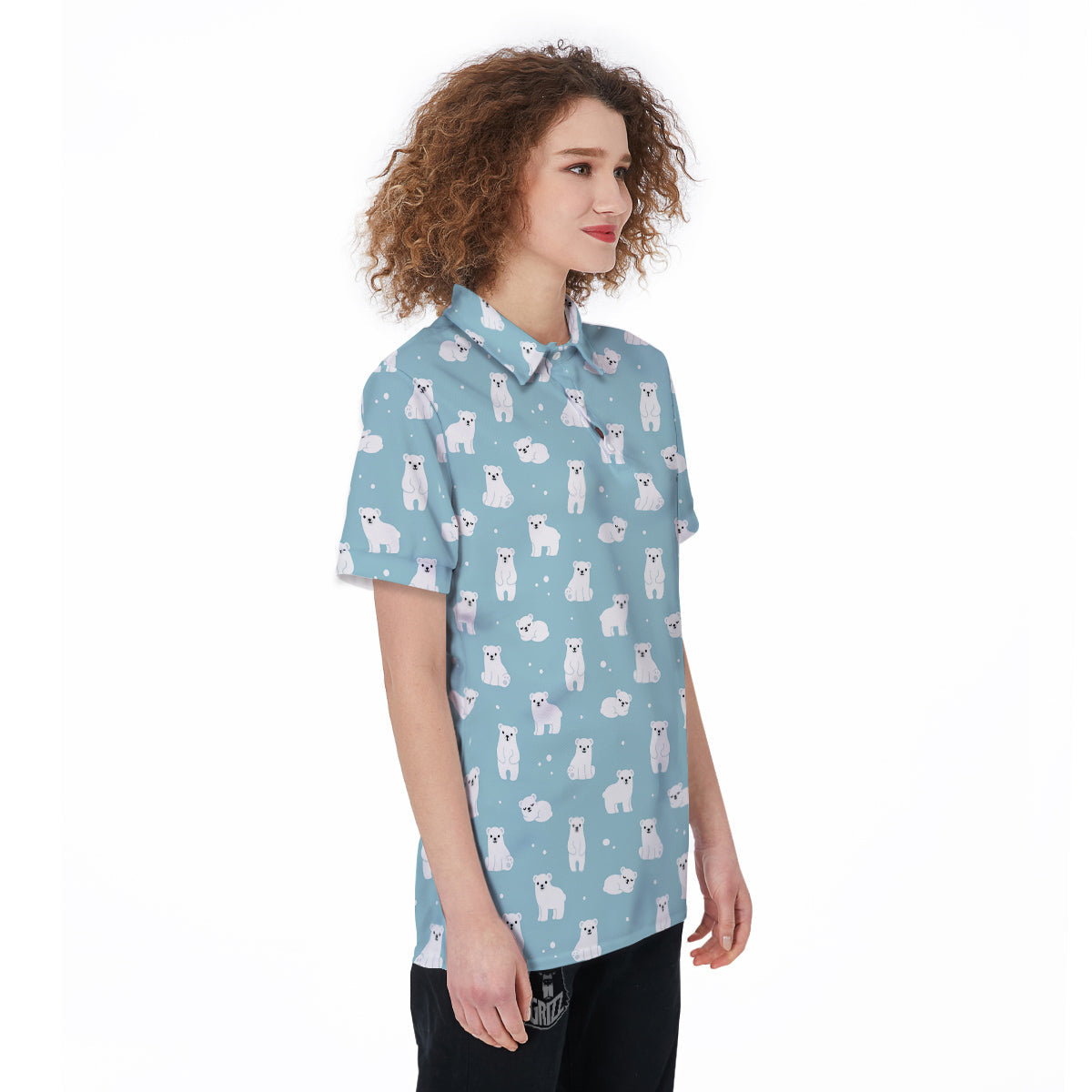 Baby Bear Cartoon Cute Print Pattern Women's Golf Shirts-grizzshop