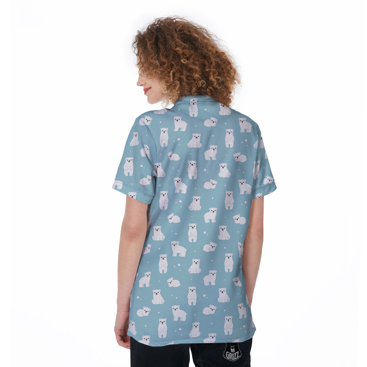 Baby Bear Cartoon Cute Print Pattern Women's Golf Shirts-grizzshop