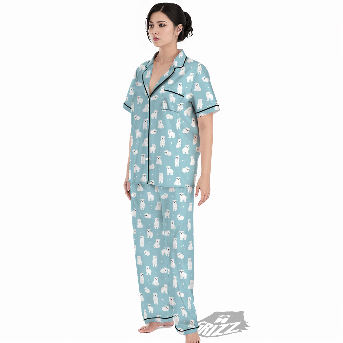 Baby Bear Cartoon Cute Print Pattern Women's Pajamas Set-grizzshop