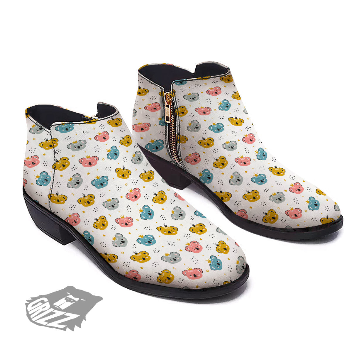 Baby Bear Colorful Cartoon Print Pattern Ankle Boots-grizzshop