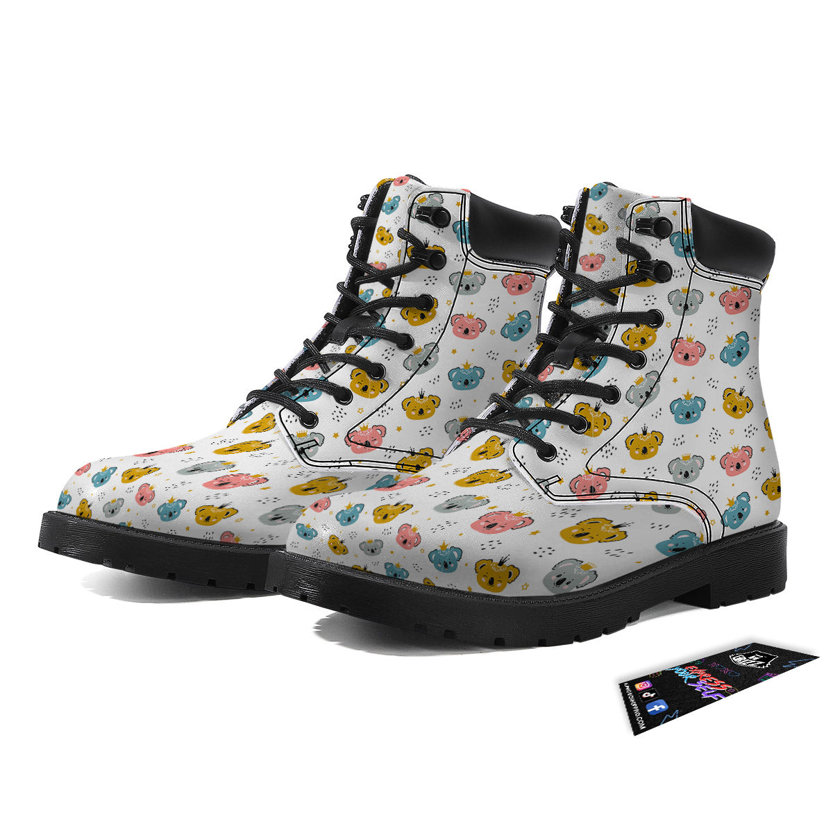 Baby Bear Colorful Cartoon Print Pattern Boots-grizzshop