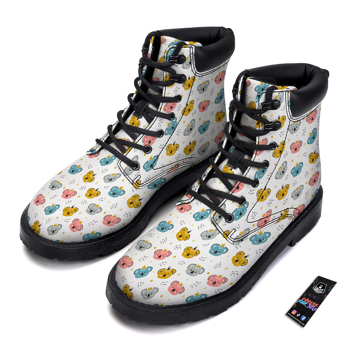 Baby Bear Colorful Cartoon Print Pattern Boots-grizzshop