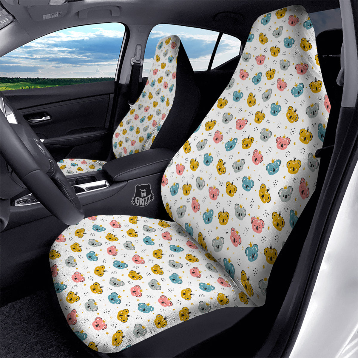 Baby Bear Colorful Cartoon Print Pattern Car Seat Covers-grizzshop