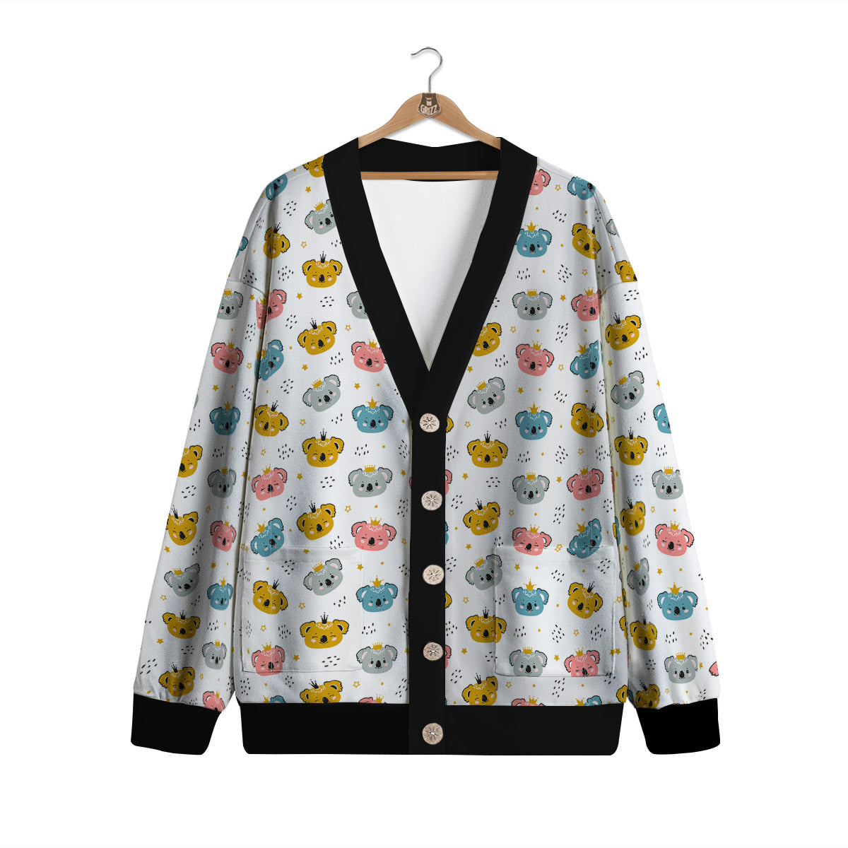 Baby Bear Colorful Cartoon Print Pattern Cardigan-grizzshop