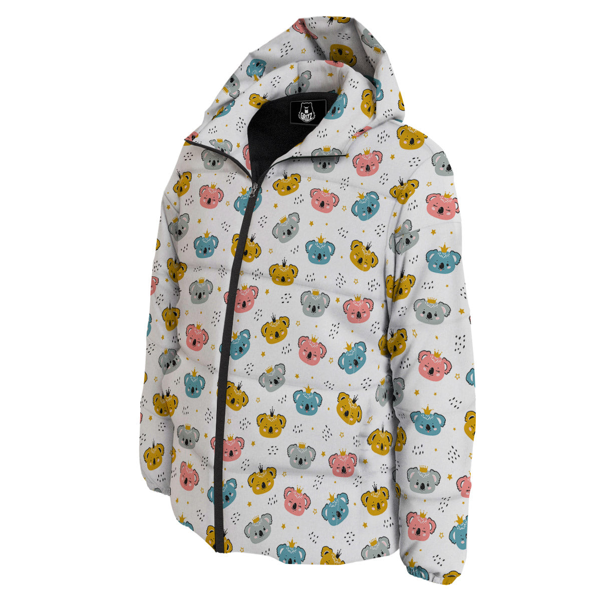 Baby Bear Colorful Cartoon Print Pattern Down Jacket-grizzshop