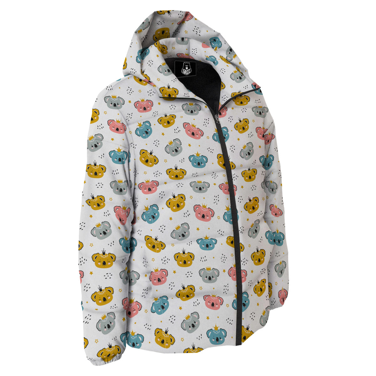 Baby Bear Colorful Cartoon Print Pattern Down Jacket-grizzshop
