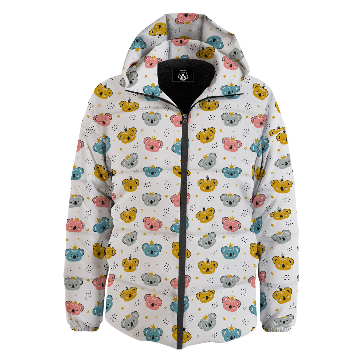 Baby Bear Colorful Cartoon Print Pattern Down Jacket-grizzshop