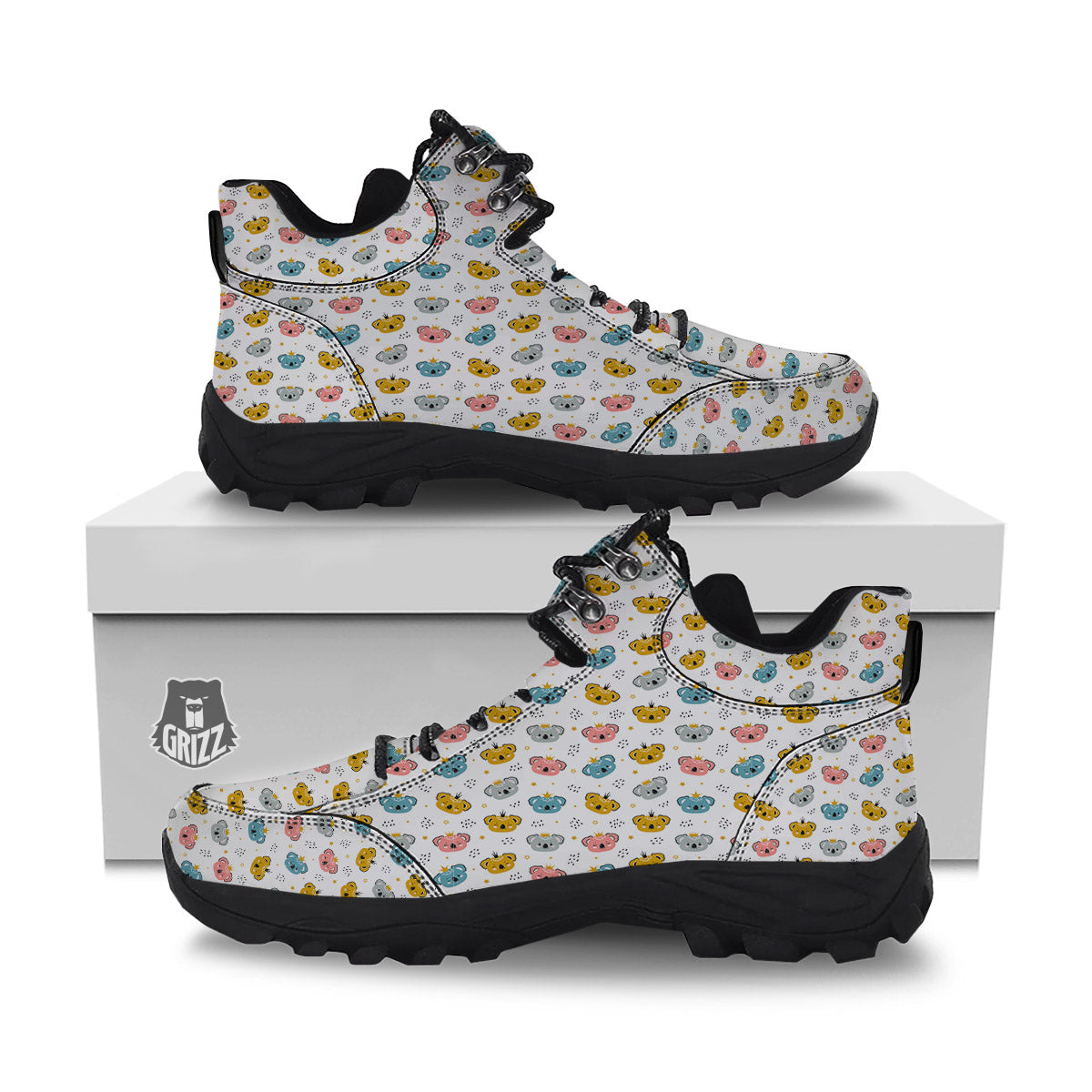 Baby Bear Colorful Cartoon Print Pattern Hiking Shoes-grizzshop