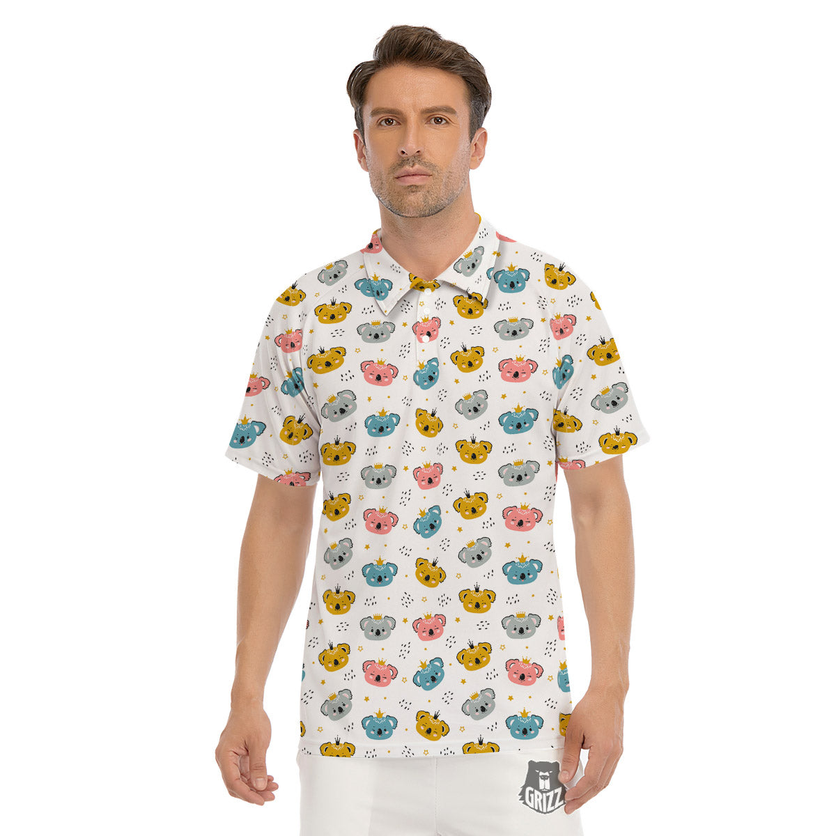Baby Bear Colorful Cartoon Print Pattern Men's Golf Shirts-grizzshop