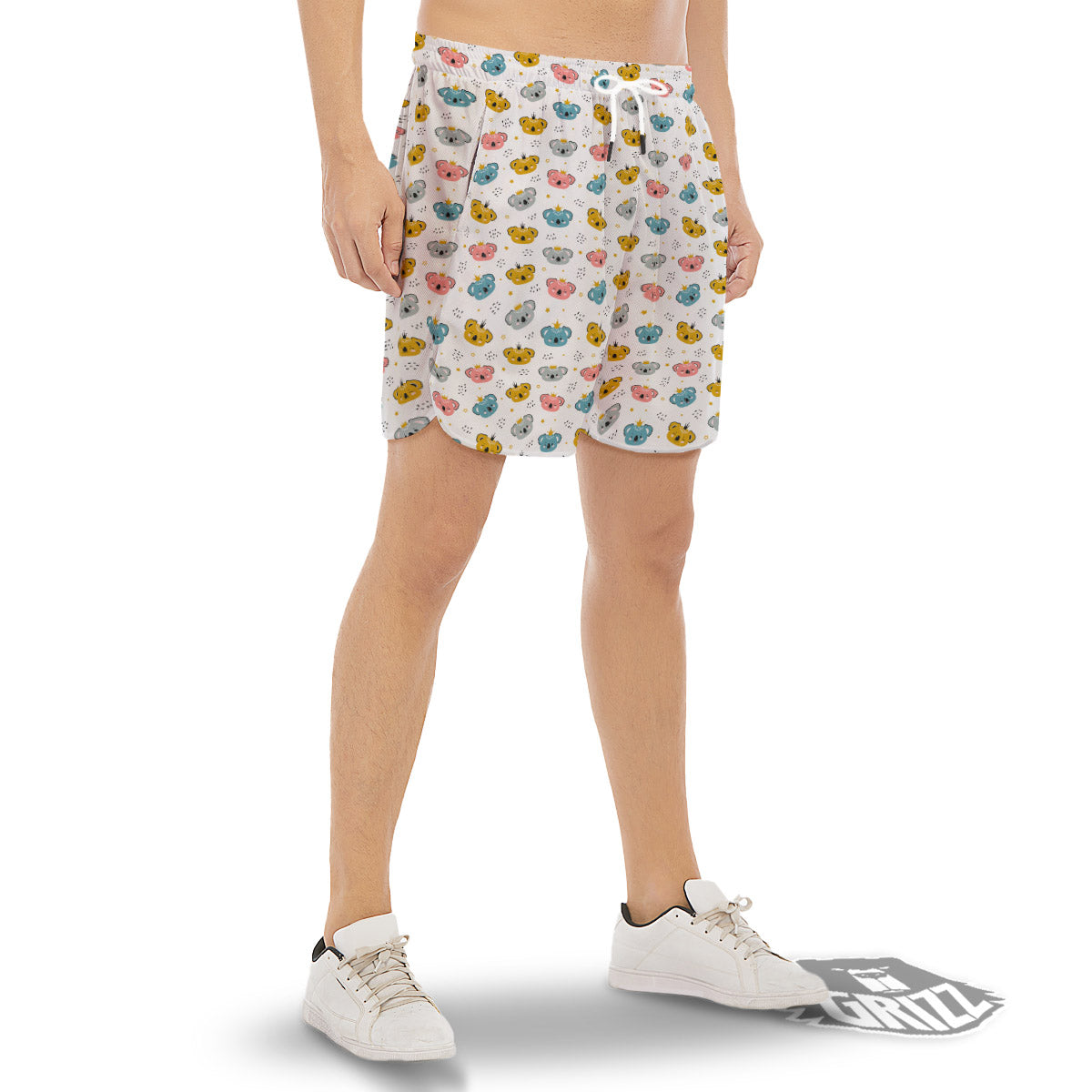Baby Bear Colorful Cartoon Print Pattern Men's Gym Shorts-grizzshop