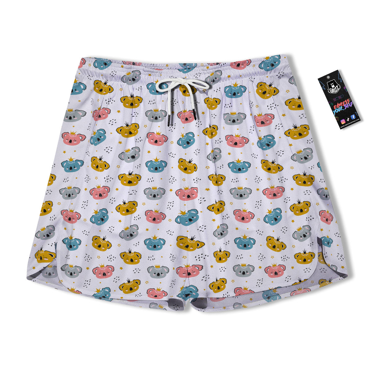 Baby Bear Colorful Cartoon Print Pattern Men's Running Shorts-grizzshop
