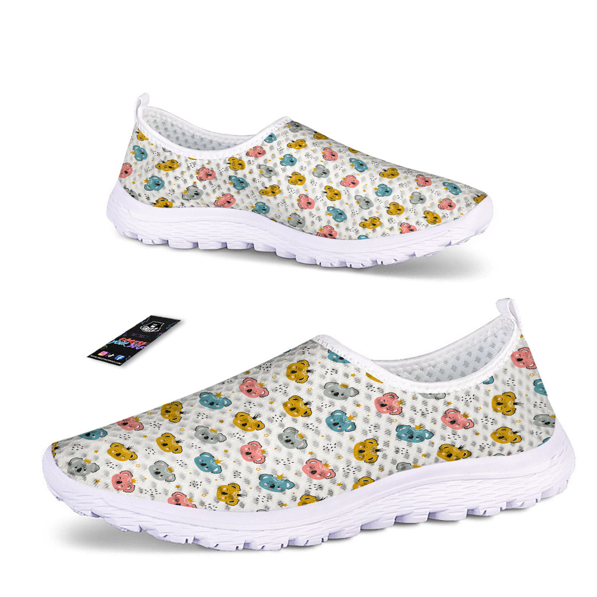 Baby Bear Colorful Cartoon Print Pattern Nurse Shoes-grizzshop