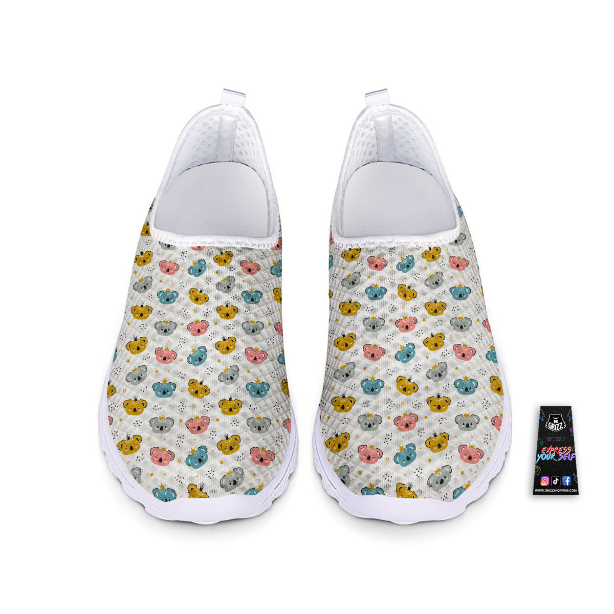 Baby Bear Colorful Cartoon Print Pattern Nurse Shoes-grizzshop