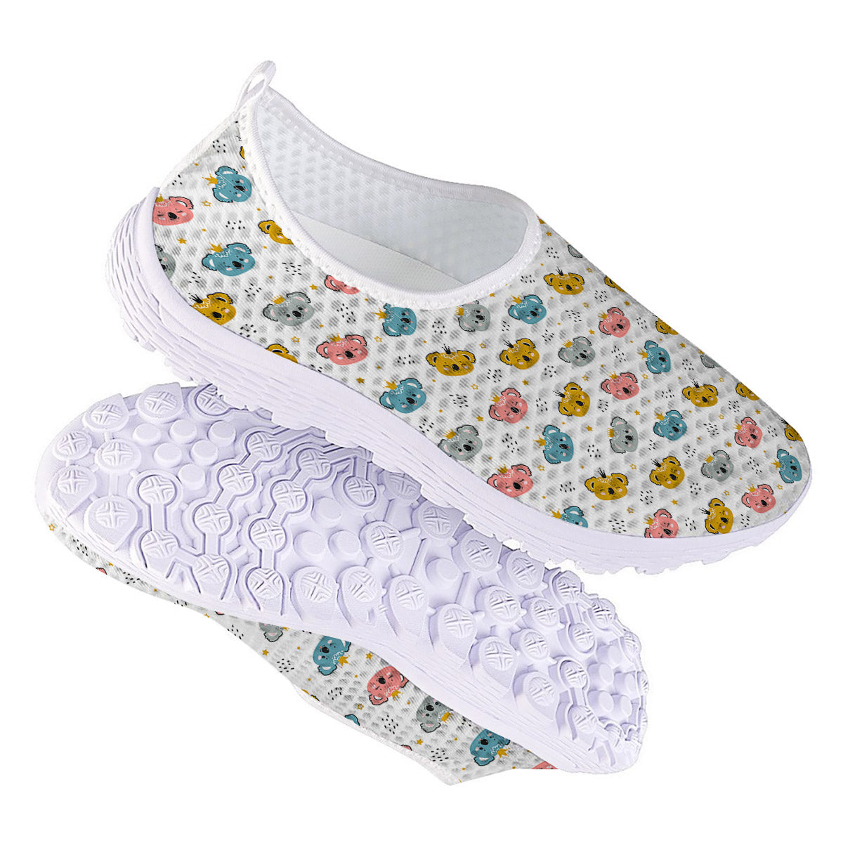 Baby Bear Colorful Cartoon Print Pattern Nurse Shoes-grizzshop