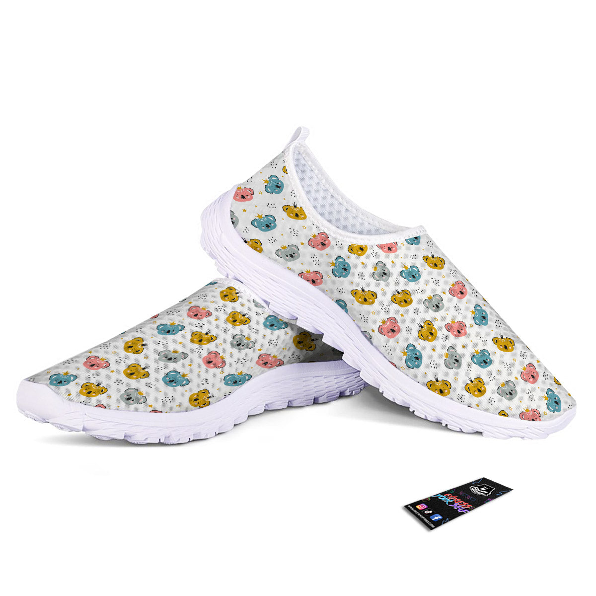 Baby Bear Colorful Cartoon Print Pattern Nurse Shoes-grizzshop
