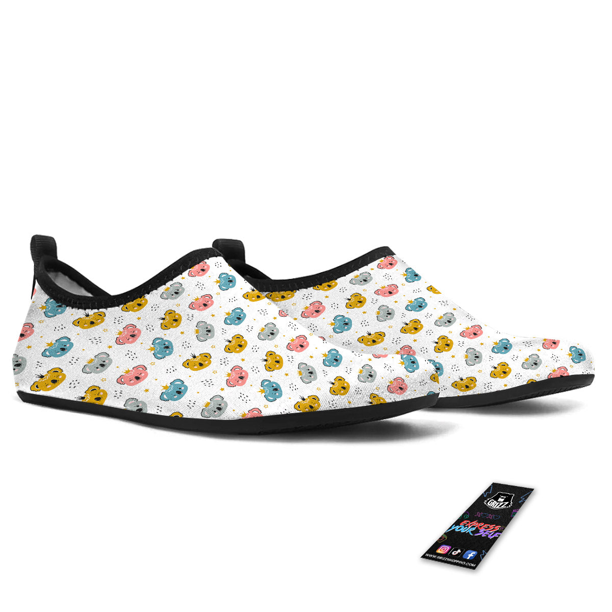Baby Bear Colorful Cartoon Print Pattern Water Shoes-grizzshop