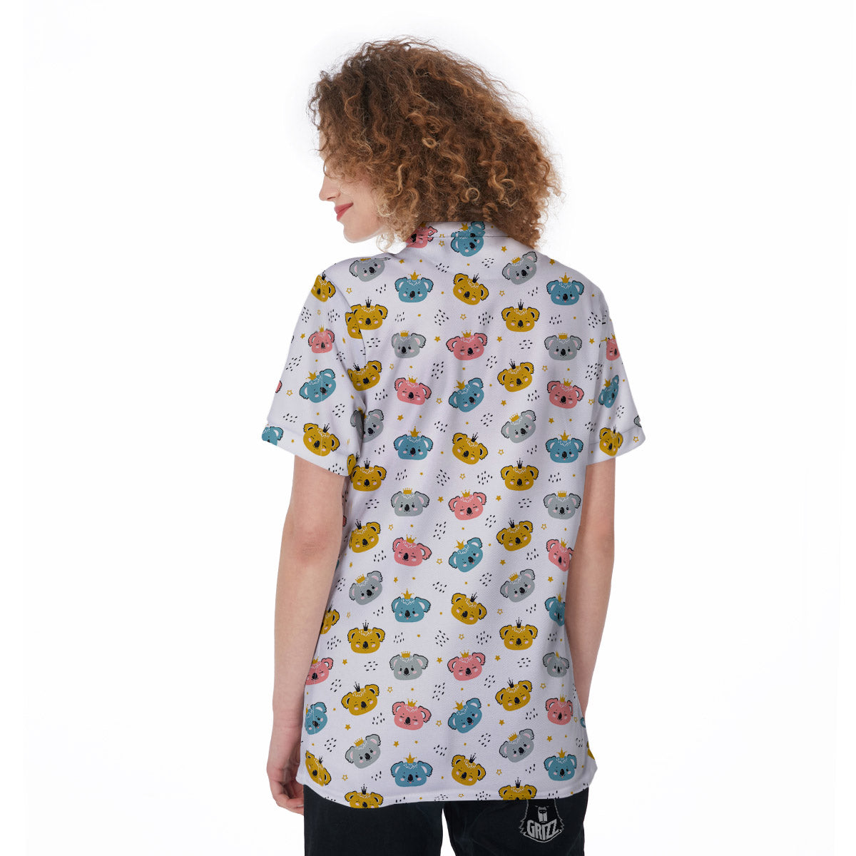 Baby Bear Colorful Cartoon Print Pattern Women's Golf Shirts-grizzshop