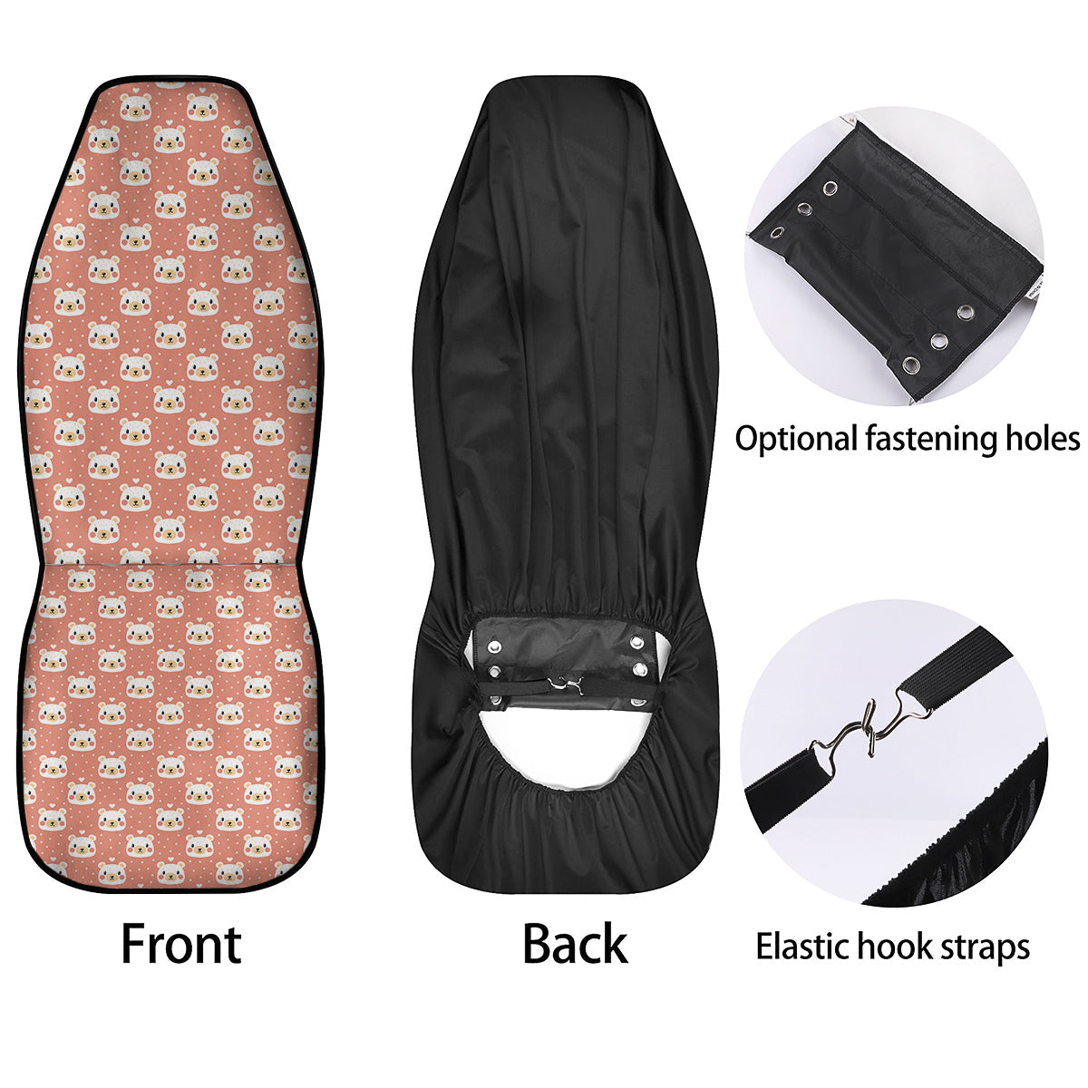 Baby Bear Cute Polka Dot Print Pattern Car Seat Covers-grizzshop