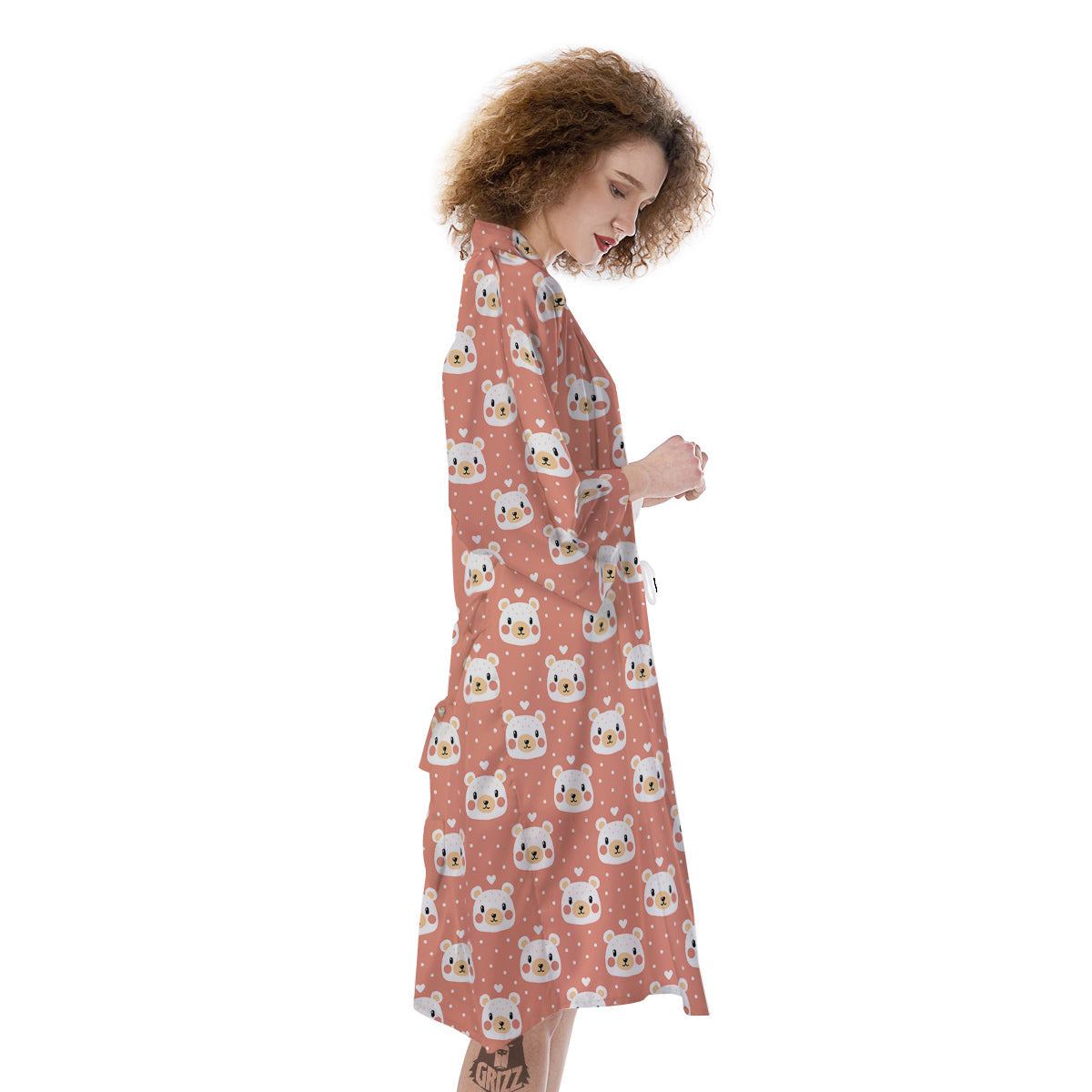 Baby Bear Cute Polka Dot Print Pattern Kimono-grizzshop