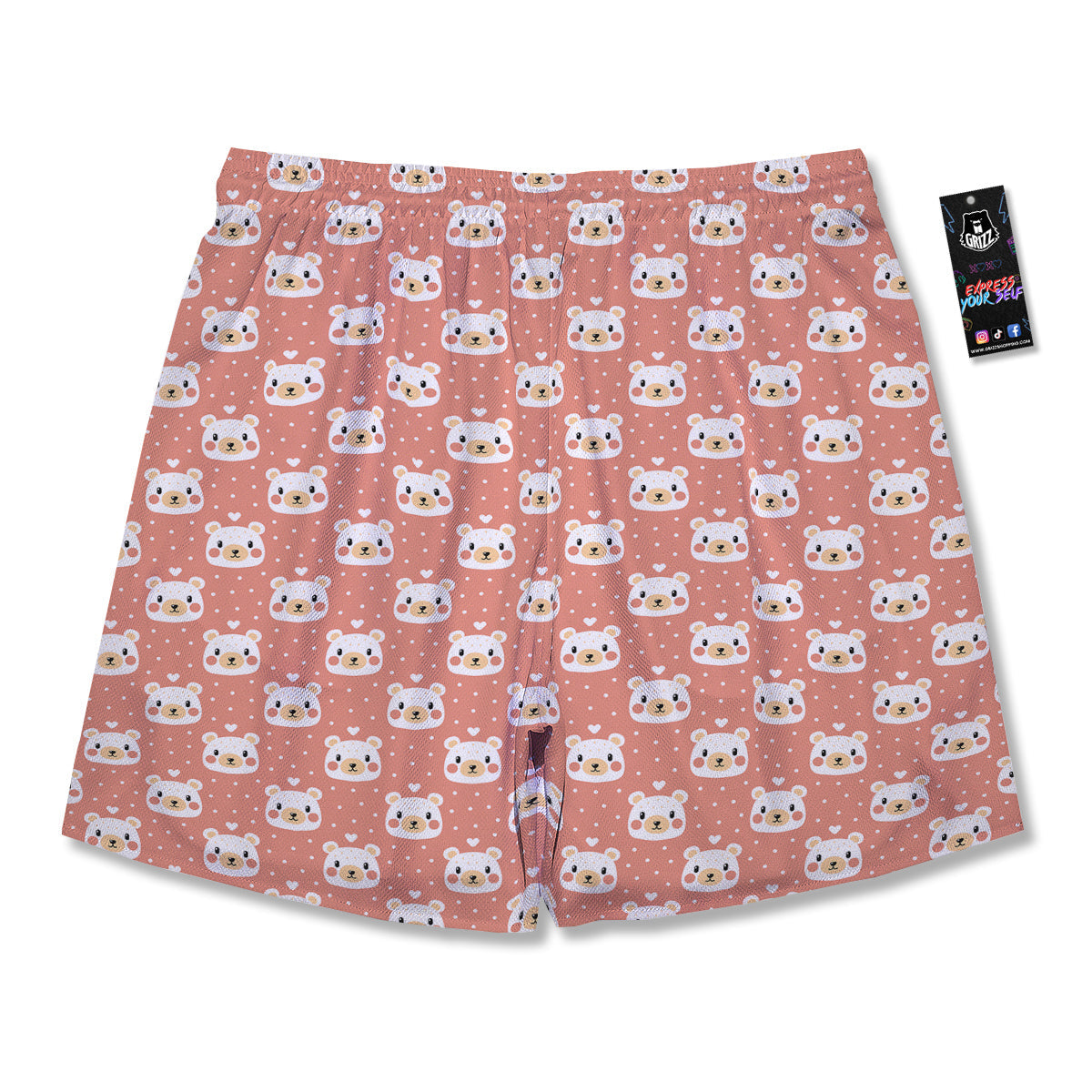 Baby Bear Cute Polka Dot Print Pattern Men's Running Shorts-grizzshop