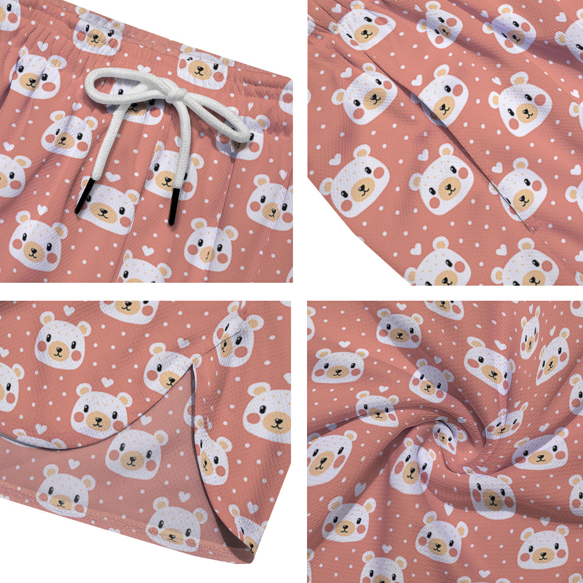 Baby Bear Cute Polka Dot Print Pattern Men's Running Shorts-grizzshop