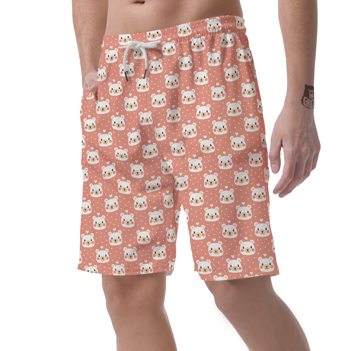 Baby Bear Cute Polka Dot Print Pattern Men's Shorts-grizzshop