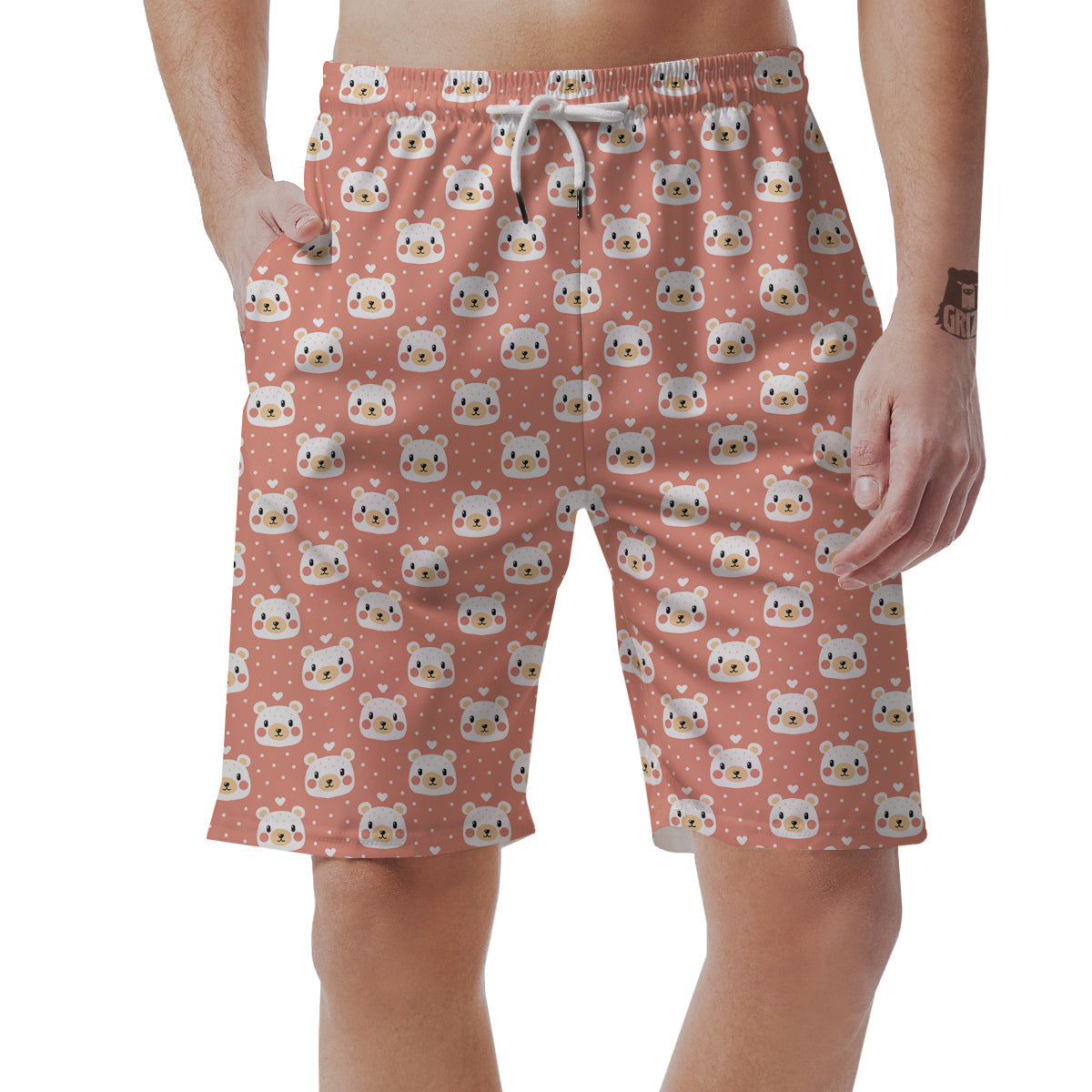 Baby Bear Cute Polka Dot Print Pattern Men's Shorts-grizzshop