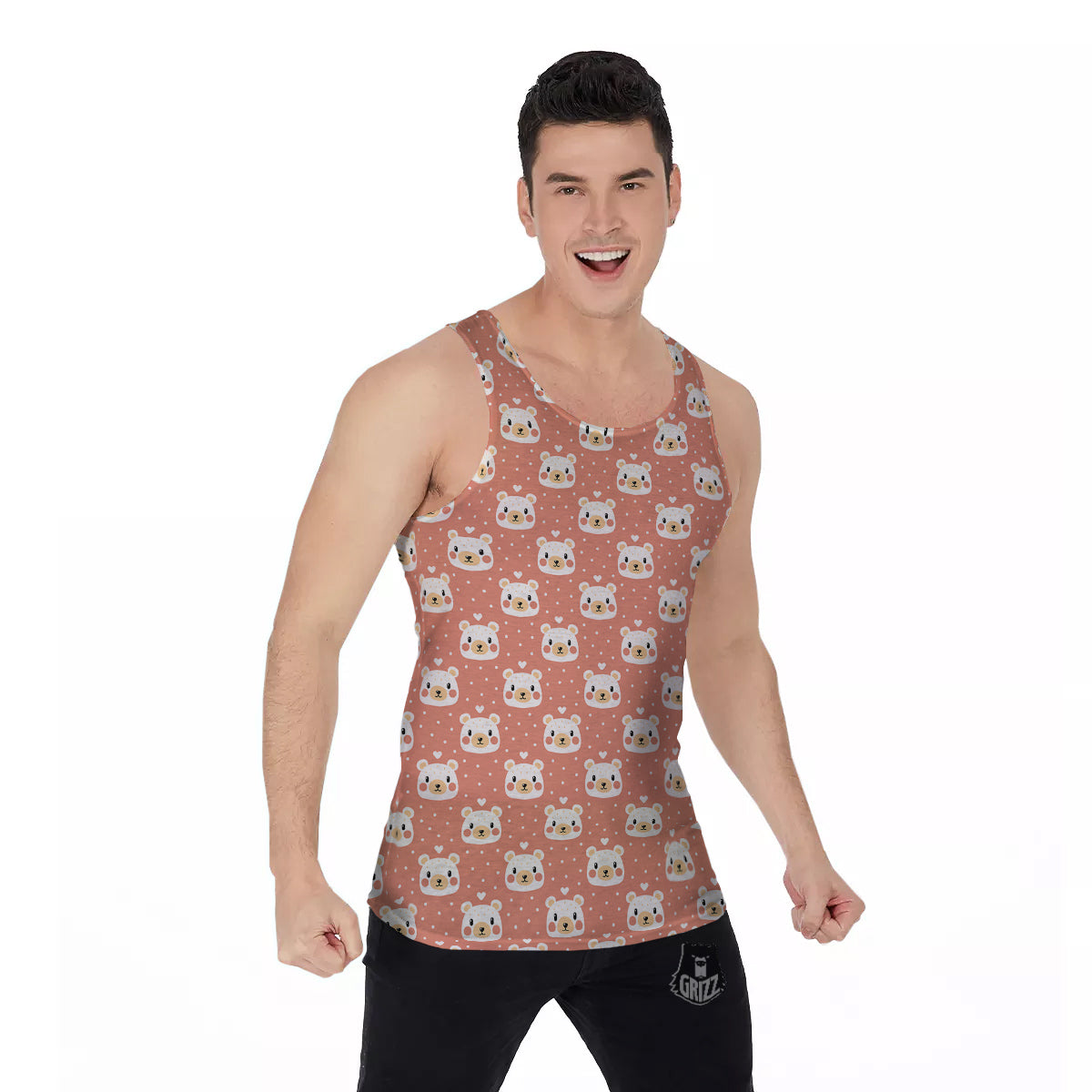 Baby Bear Cute Polka Dot Print Pattern Men's Tank Top-grizzshop