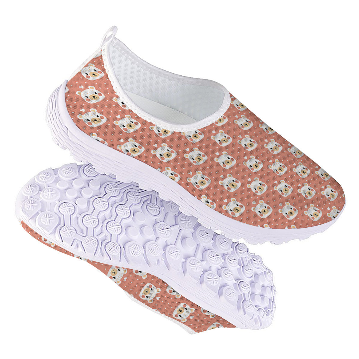 Baby Bear Cute Polka Dot Print Pattern Nurse Shoes-grizzshop