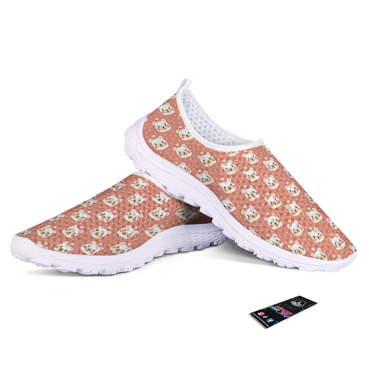 Baby Bear Cute Polka Dot Print Pattern Nurse Shoes-grizzshop