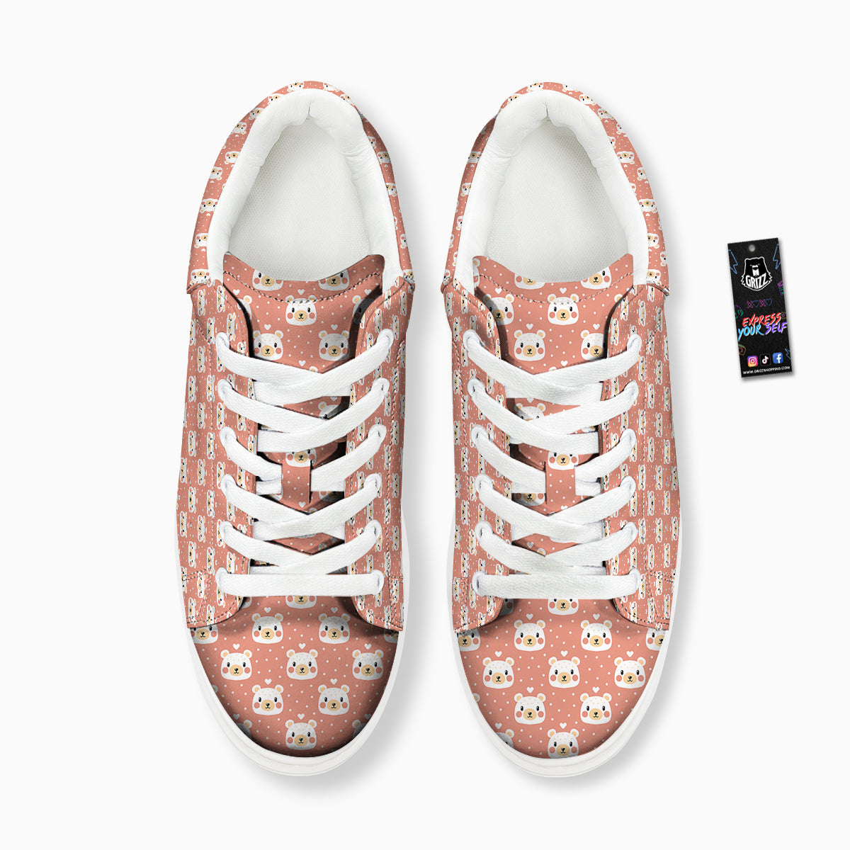 Baby Bear Cute Polka Dot Print Pattern Platform Shoes-grizzshop