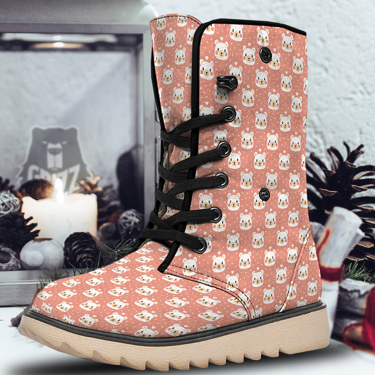 Baby Bear Cute Polka Dot Print Pattern Snow Boots-grizzshop