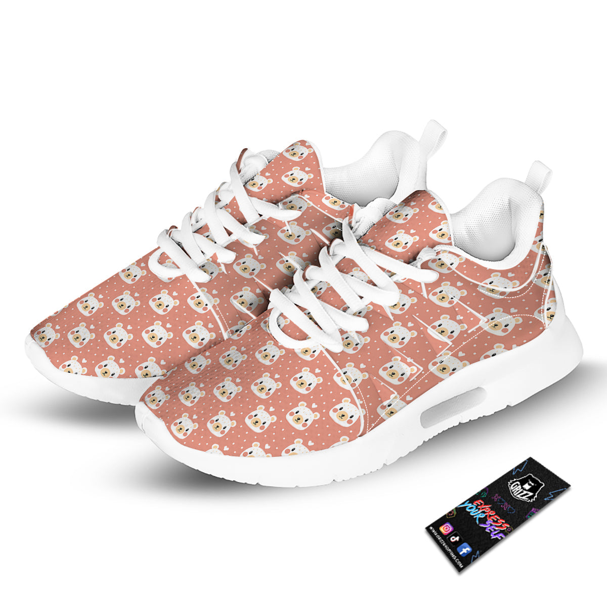 Baby Bear Cute Polka Dot Print Pattern Tennis Shoes-grizzshop