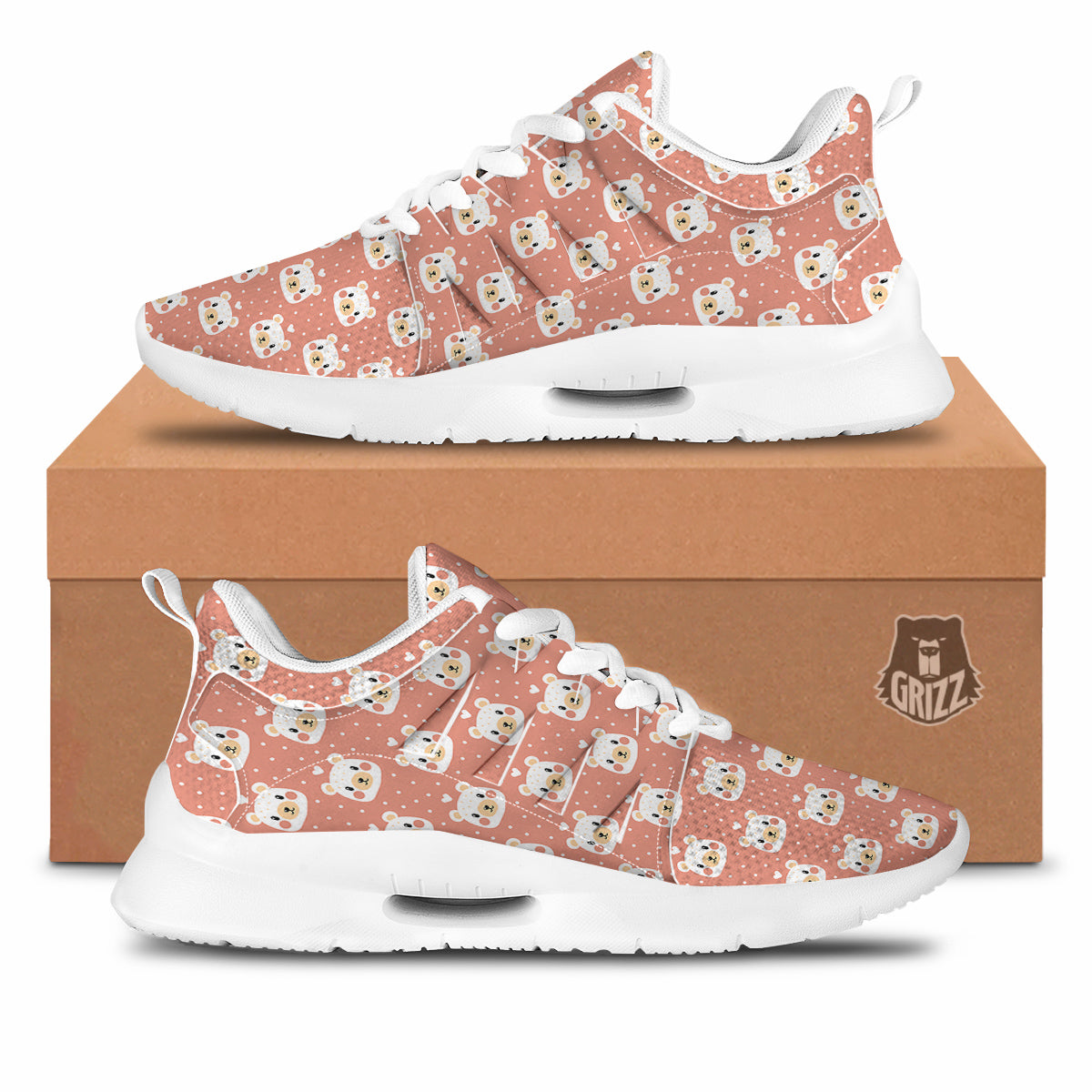 Baby Bear Cute Polka Dot Print Pattern Tennis Shoes-grizzshop