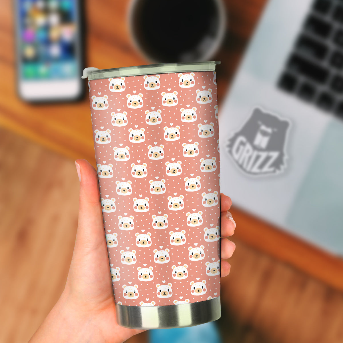 Baby Bear Cute Polka Dot Print Pattern Tumbler-grizzshop