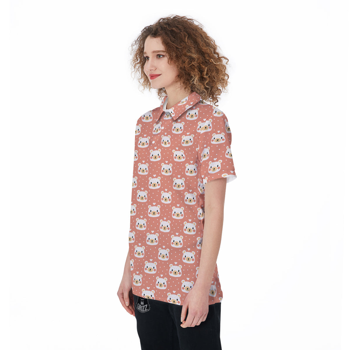 Baby Bear Cute Polka Dot Print Pattern Women's Golf Shirts-grizzshop